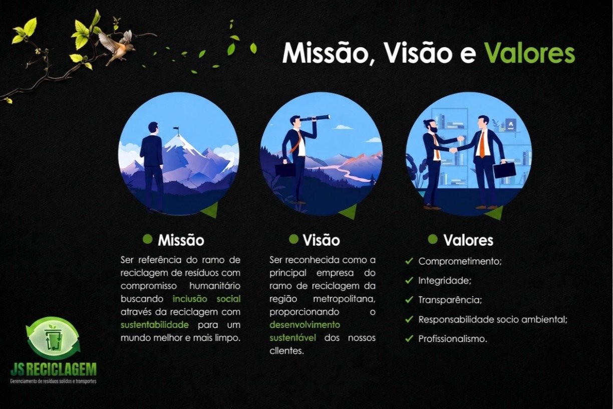 Missão, Visão e Valores - JS Reciclagem